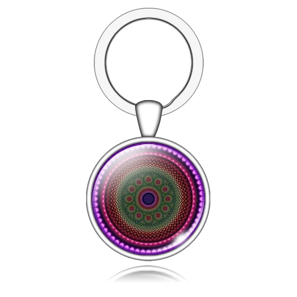 Новинка 2019 брелок с цветком жизни подвеска-чакра Om Yoga мандалой модный стеклянный