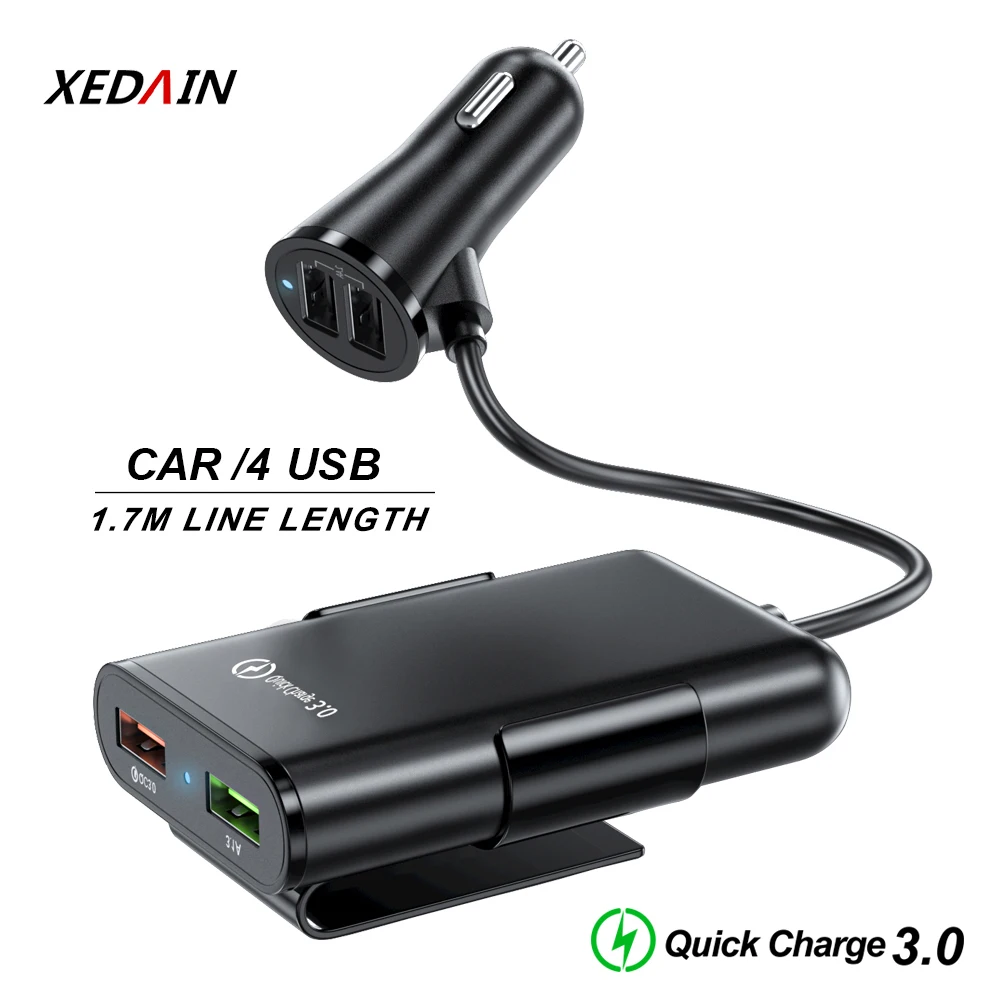 USB Автомобильное зарядное устройство высокого класса быстрая зарядка QC 3 0 4 порта
