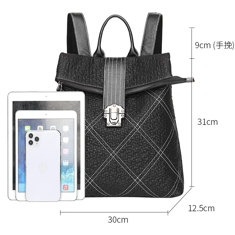 

Motaora Women's Bag Composite Cowhide Leather Backpack For Women 2020 New Fashion Rhombus Lattice Bag Anti-theft Backpack Female