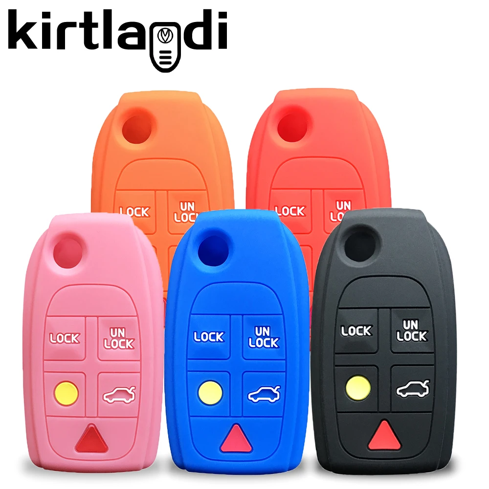

5 Buttons Remote Flip Folding Key Case Cover for Volvo XC70 XC90 V50 V70 S60 S80 C30 Silicone Fob Car Key Case Holder Protection