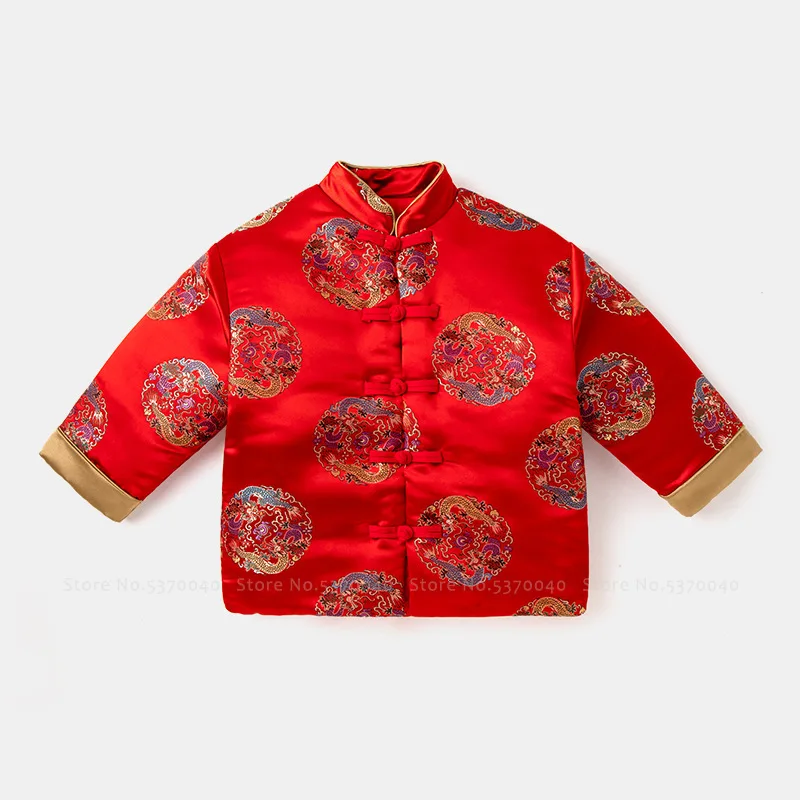

2021 Chinese Style Baby Boy Girl Cotton Coat Qipao Dress Kids New Year Outfits Jackets Cardigan Tops Tang Suit Oriental Clothing