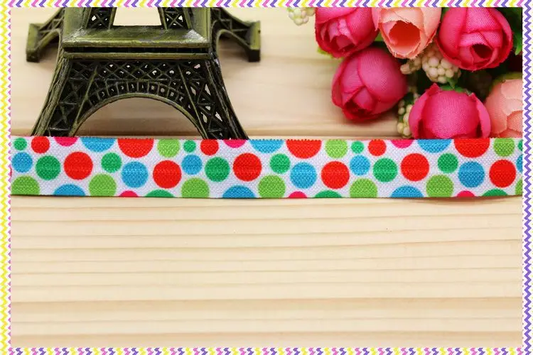 DHK 5/8'' 5yards Fold Elastic FOE christmas polka printed headband headwear hair band diy decoration OEM Wholesale E104 | Дом и сад