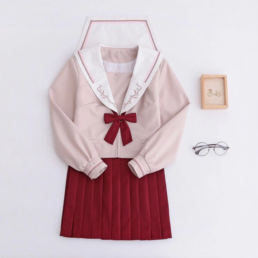 Японская школьная форма Sakura, женские юбки в стиле аниме, каваи, для девочек, косплей, матроска, Корейская, длинный рукав, японский воротник, одежда