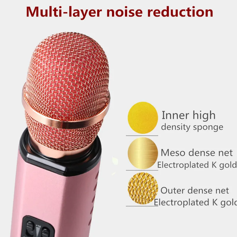

Karaoke Microphone Mini Handheld Microphone Wireless Bluetooth with Speaker for Sing Recording Interviews