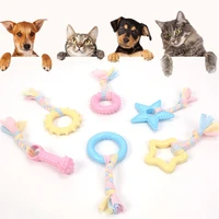 small dog toy rope knot pet toys interactive toy chewing star ring natural rubber durable molar toothbrush dog training toys