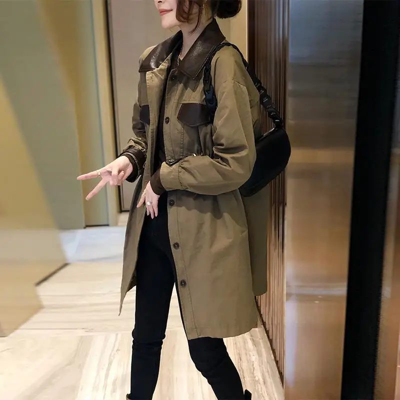 

British style coat women's middle and long autumn new fashion style, slim fit and multi-functional windbreaker