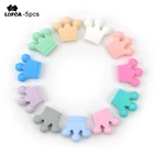 Силиконовые бусины в форме короны LOFCA 5 шт.лот, без БФА, силиконовые бусины для прорезывания зубов, детское жевательное ожерелье для прорезывания зубов сделай сам, зажимы для соски, аксессуары
