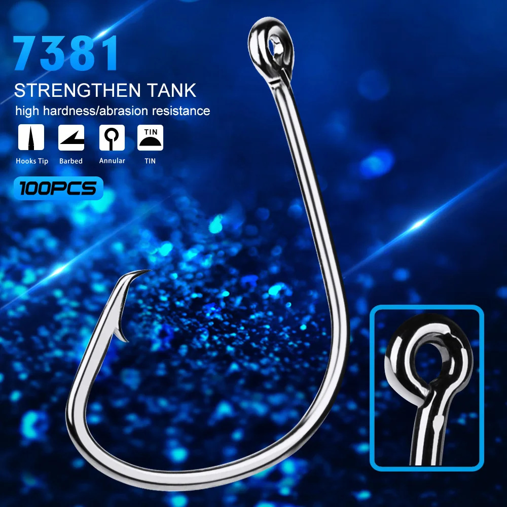 Mix 100pcs 5 Sizes 7381 Fishing Hook Set Kit Sport Circle HC-21 | Спорт и развлечения