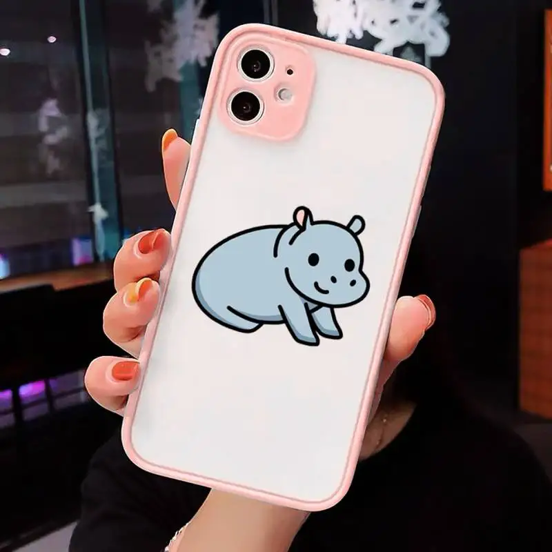

Cartoon ippopotamo animale Phone Case matte transparent For iphone 7 8 11 12 plus mini x xs xr pro max cover