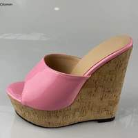 olomm handmade women platform mules sandals wedges heels sandals open toe gorgeous 7 colors party shoes women us plus size 5 20