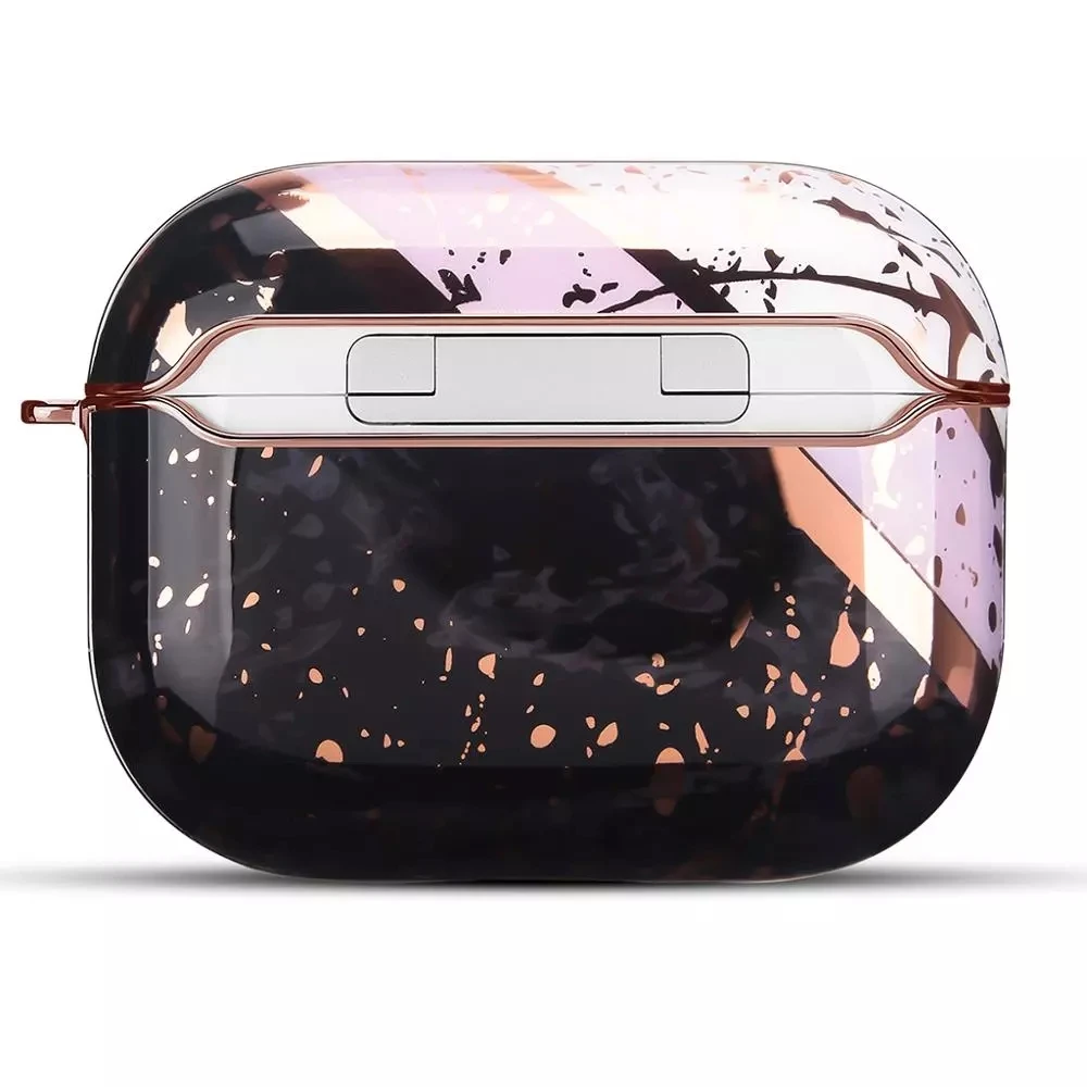 Роскошный гальванический чехол AirPod Pro с золотым мрамором жесткий защитный из