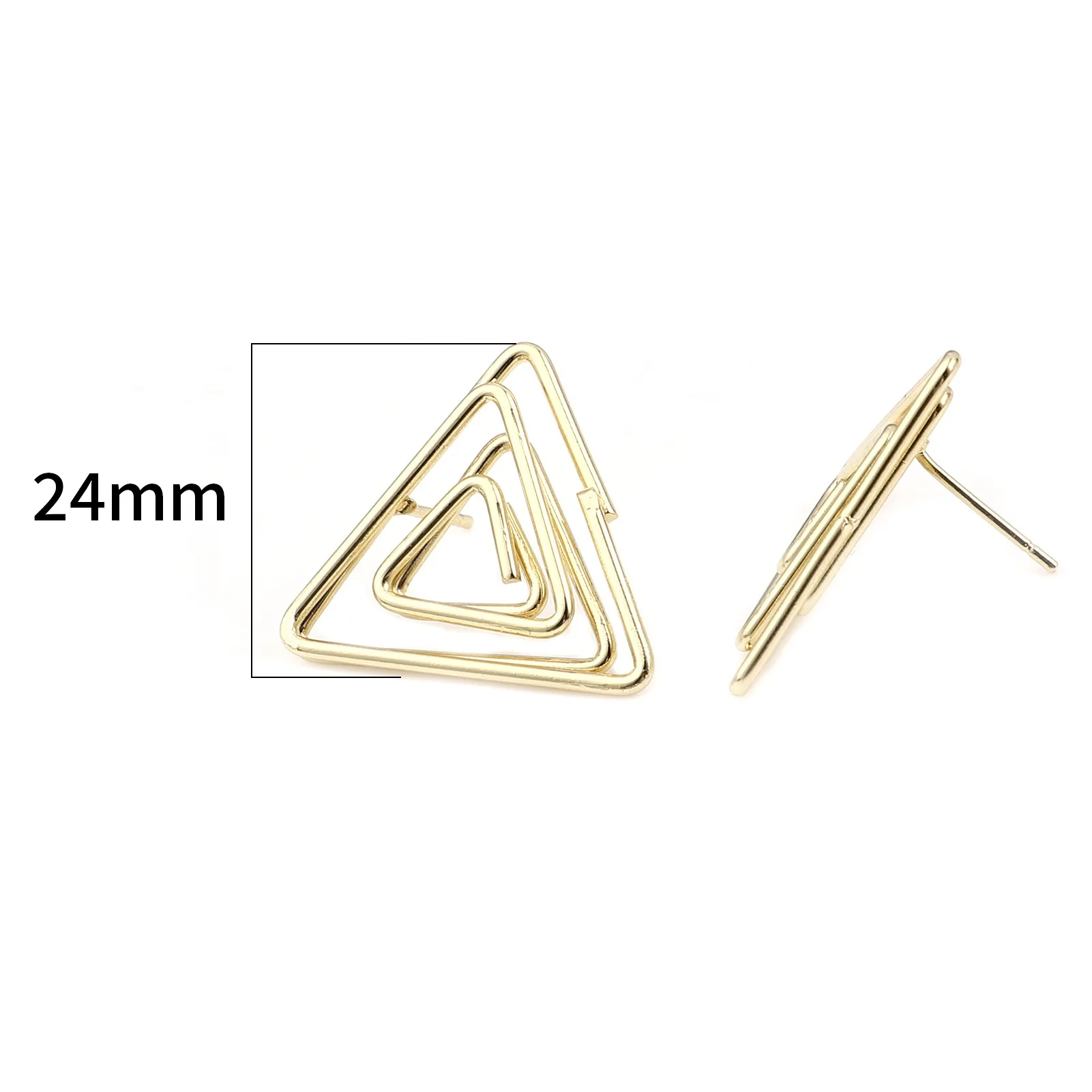 

2PCs Matel Geometric Ear Post Stud Earrings Findings For Jewelry Making Gold Color Earrings For Hip Pop Women Gift W/ Loop
