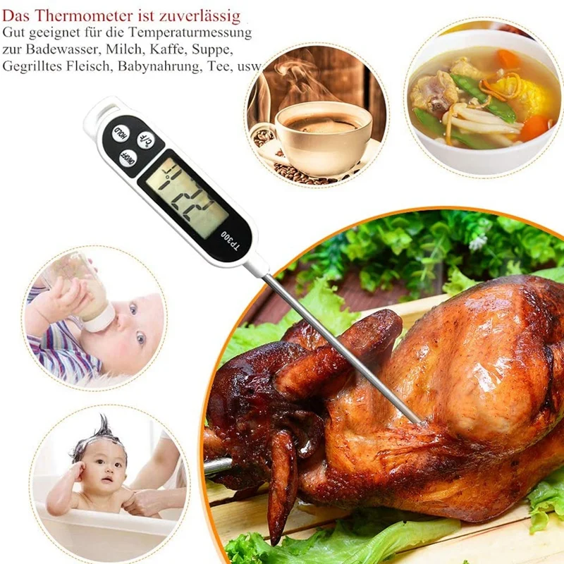 

2 Pieces Thermometer Kitchen Universal Household Thermometer Digital Cooking Thermometer, C / F Switchable Thermometer