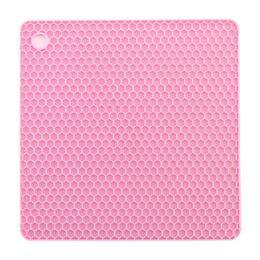 Pink 4 шт./лот, силиконовый коврик, квадратная подставка для горшков, термостойкий нескользящий Настольный коврик, Универсальная кухонная салфетка-подставка, аксессуар - Цвет: Pink