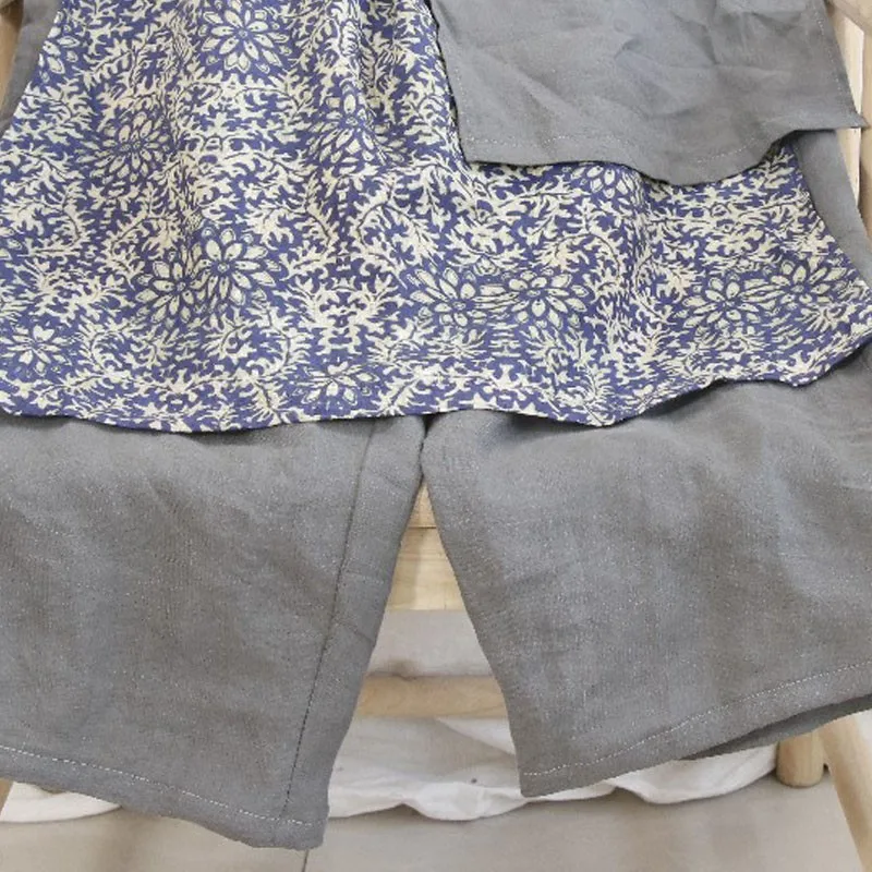 

2021 Autumn New Full Length Patchwork Print Elastic Waist Wide Leg Pants Loose Leisure Women Fashion All-match Pants