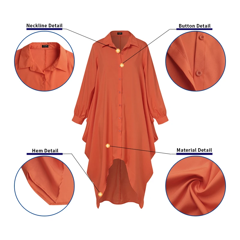 

VONDA Women Shirt Dress Spring Long Sleeve Lapel Button Down Irregular Hem Long Dresses Bohemian Vestidos Plus Size Sundress