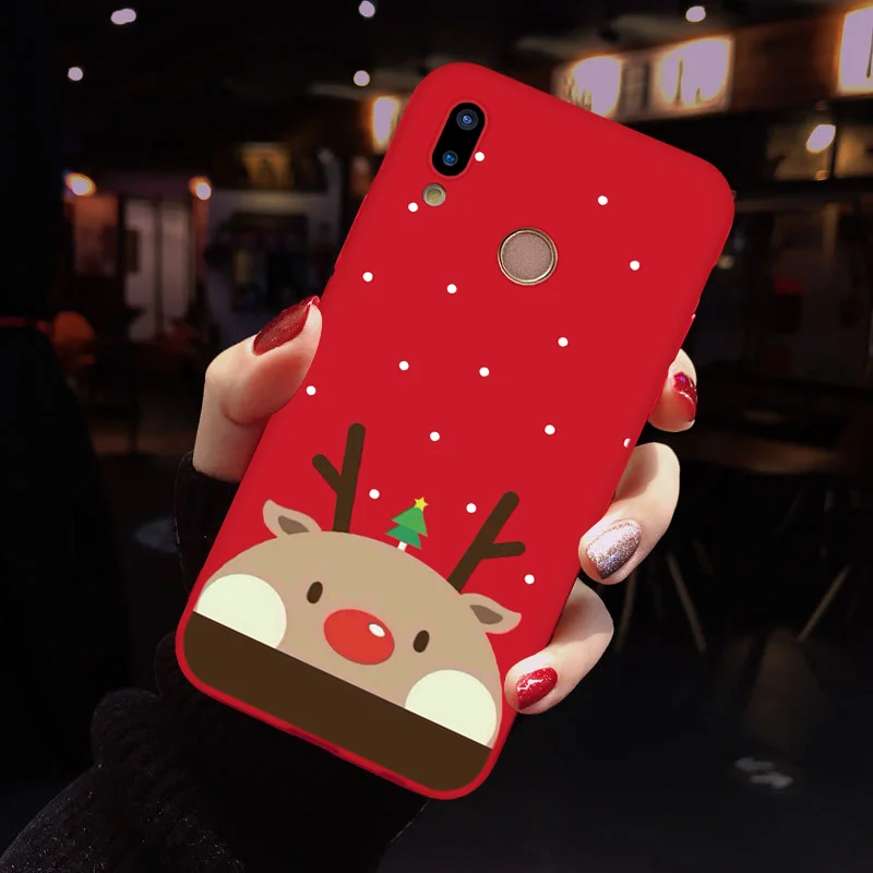 Matte Silicone Case For Huawei Y6 Y7 Pro P8 P9 P10 P20 P30 Pro Mate 20 Lite For Honor 8X 7A 9 Lite 10 Play Christmas Cover