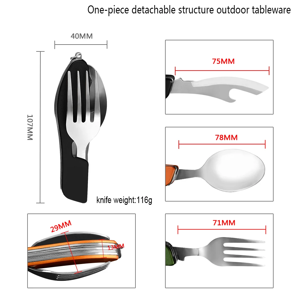 4 в 1 складные столовые приборы из нержавеющей стали|Столовые сервизы| |