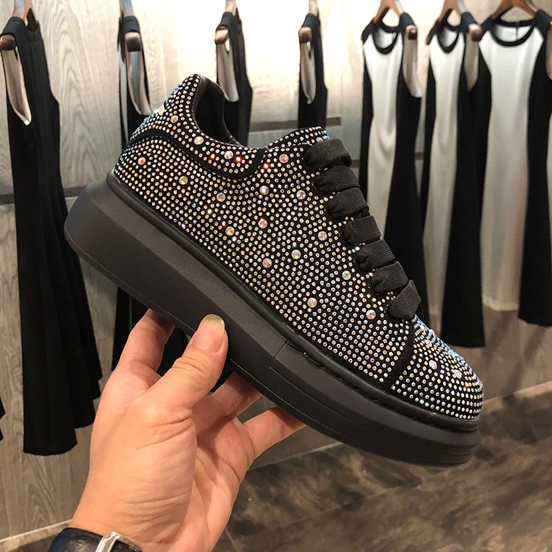 Женские кожаные кроссовки Tide стразы женская повседневная обувь на толстой