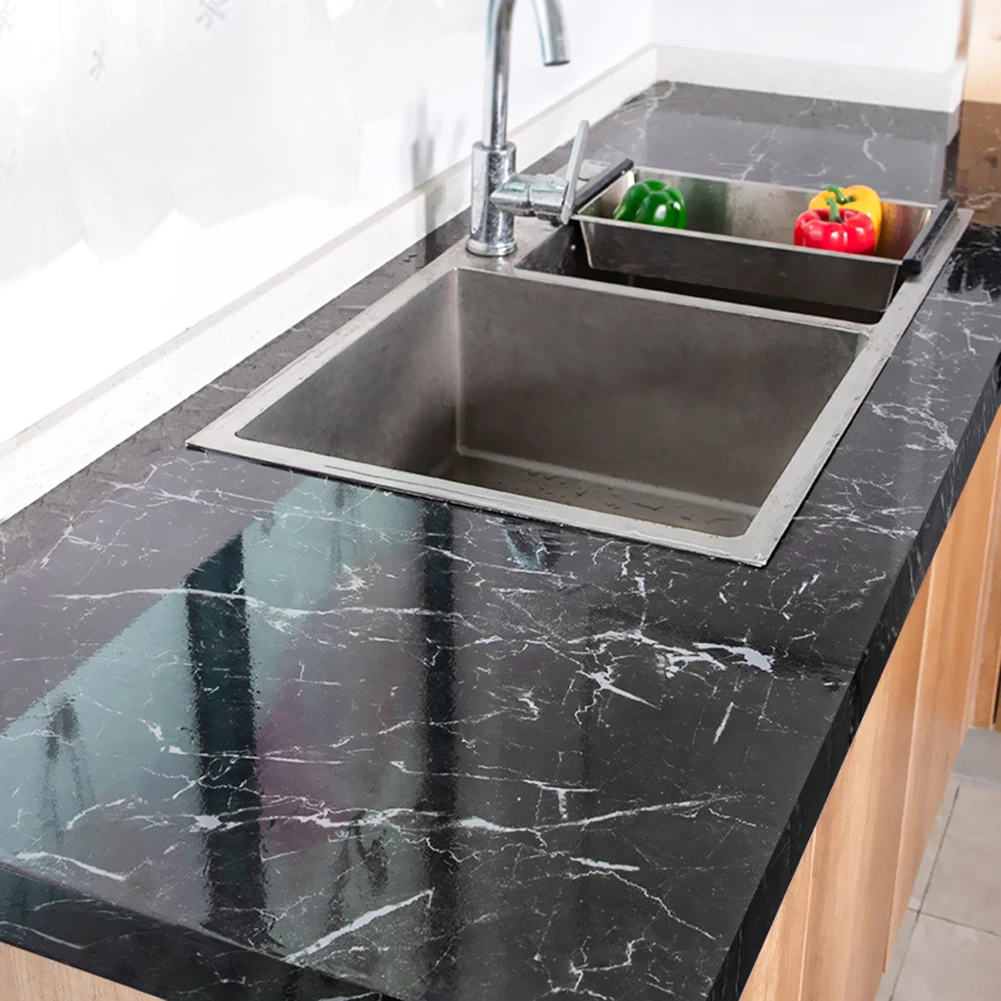 

Kitchen DIY Oil Sticker Self-adhesive Marble Pattern Waterproof Cabinets Stove Countertop Wallpaper Desktop Bathroom Renovation