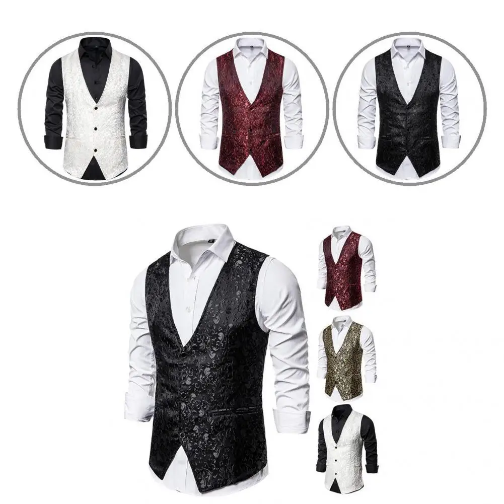 

Деловые сценические костюмы, жилет, жаккардовый красивый очаровательный костюм с V-образным вырезом, жилет, Мужская рубашка, жилет