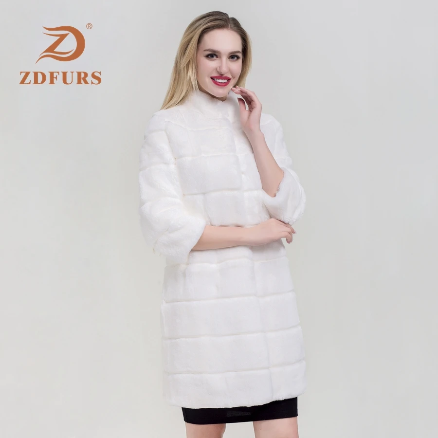 ZDFURS* 2019 Real rex rabbit Fur Coat Women Real Fur Jacket Festival Fur Real  Rabbit fur outerwear winter coat