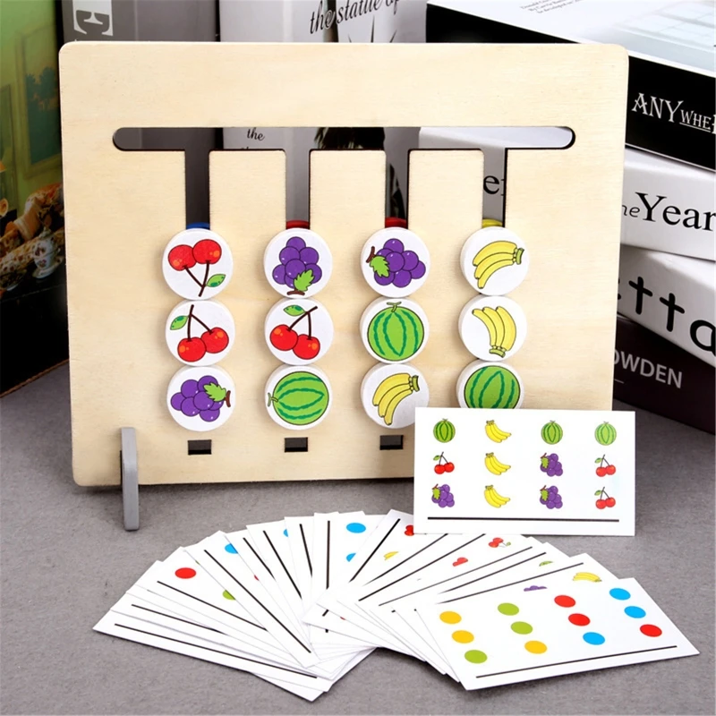 

Игрушка Монтессори, цвета и фрукты, двусторонняя подходящая игра, обучение логике, обучающие игрушки для детей, деревянная игрушка для дете...