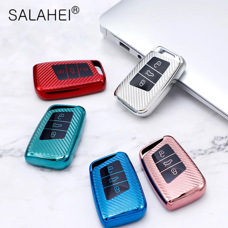 

TPU Carbon Fiber Car Key Case For Volkswagen VW Magotan Passat B8 TIGUAN MK2 For SKODA Superb A7 Full Cover Accessories