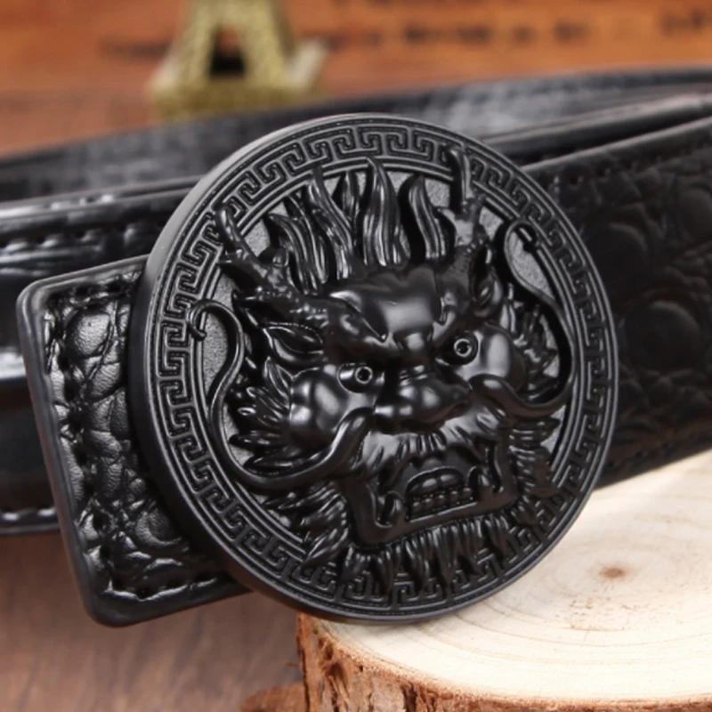 Aoluolan fashion belt male crocodile pattern men's leather belt faucet smooth buckle personalized Business Denim style belt