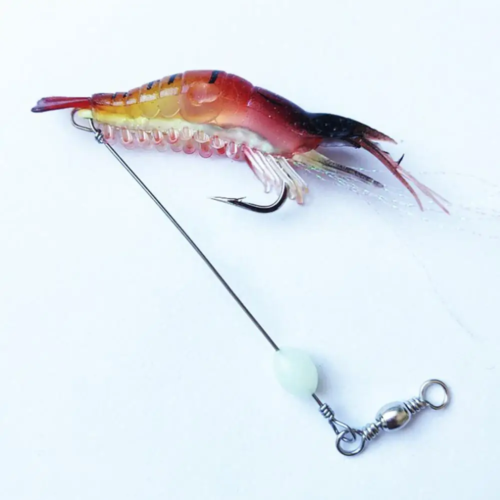 

7pcs/lot 8cm 5g Fishing Luminous Artificial Shrimp Silicon Soft Bait With Hooks Swivel Rigs Tackle
