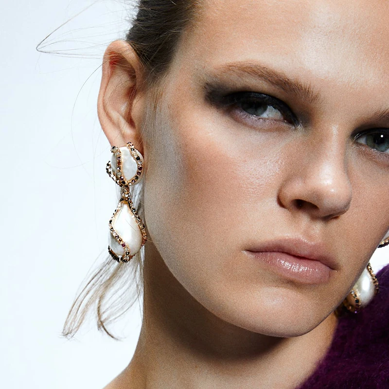 Женские серьги подвески ZA длинные в богемном стиле стразы подарочные аксессуары