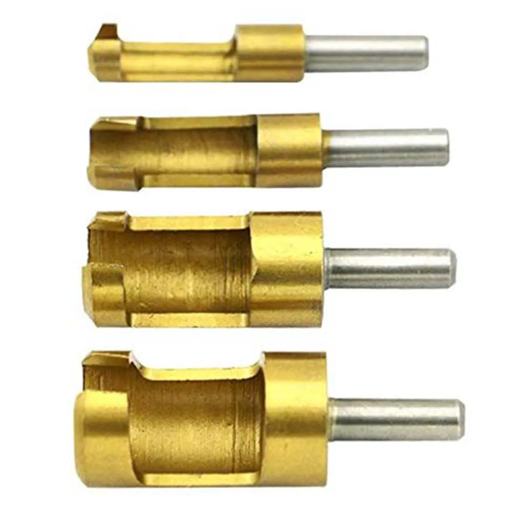

4pcs Portable Woodwork Tools Accessories Tenon Professional Plug Cutter Rustproof Carpenter Titanium Cork Drill Bit Set DIY