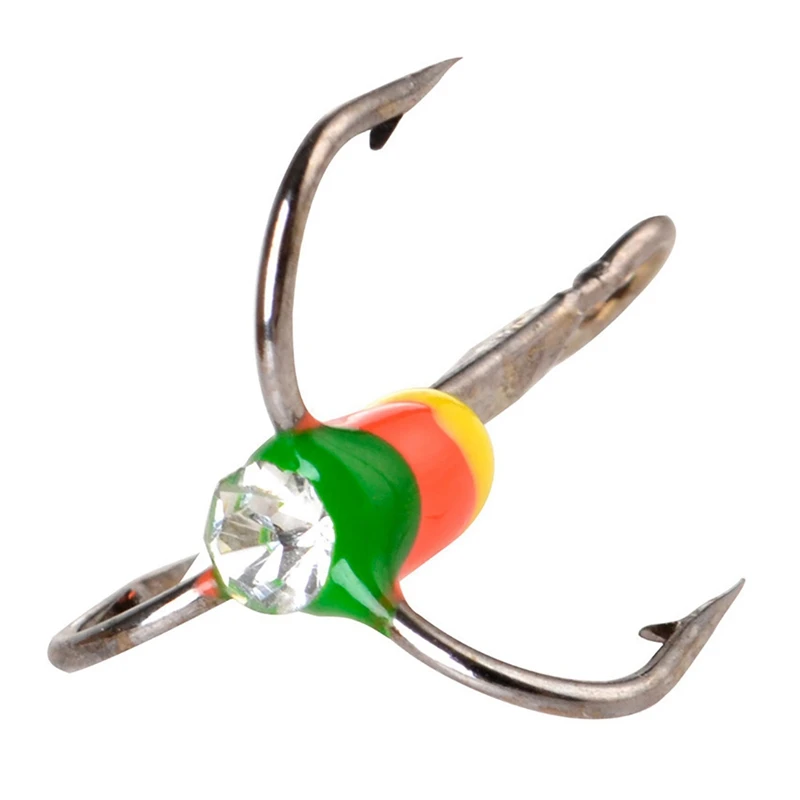 

Fishhooks Ice Fishing Lures Rhinestone Decorative Artificial Lures Barbed treble Fishhooks 5pc MK