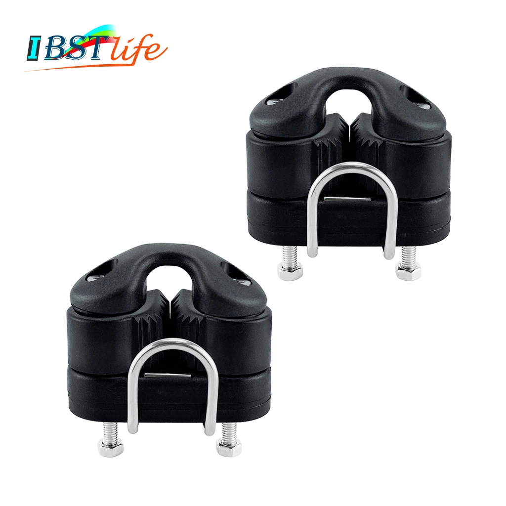 

2PCS Black Composite Ball Bearing Cam Cleat with leading Ring Pilates Equipment Boat Fast Entry Rope Wire Fairlead Sailing