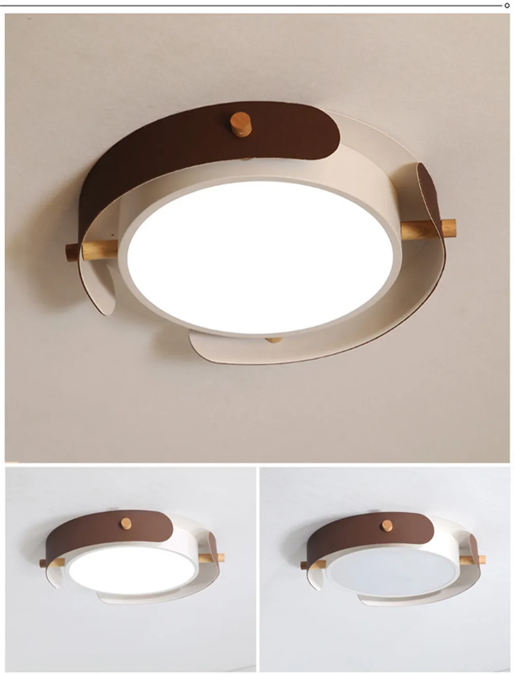 

Modern Simple Creative Ceiling Light LED Circular Lamp Iron Wood Porch Bedroom Living Dining Room Decoration Lighting Fixture