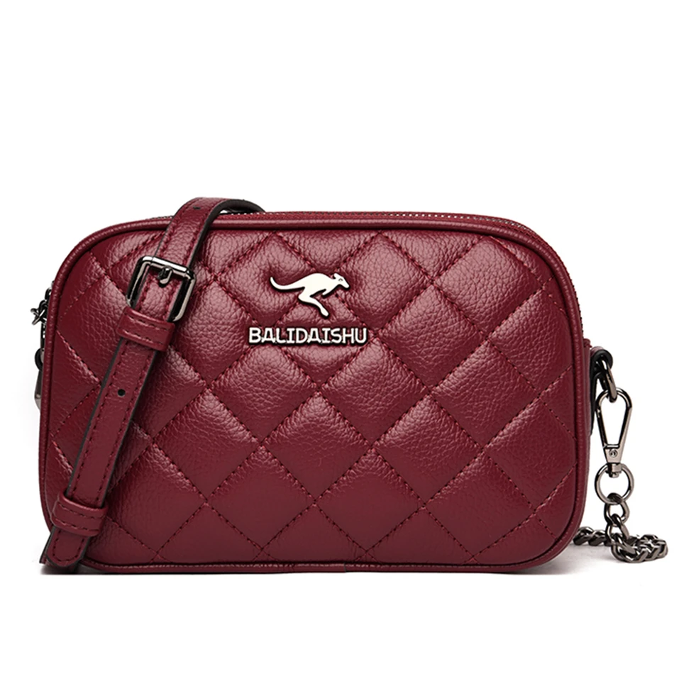 

3 Layers Diamond Lattice Handbags Ladies Pu Leather Shoulder Bags for Women 2021 Elegant Female Crossbody Bag Fashion Chain Sac