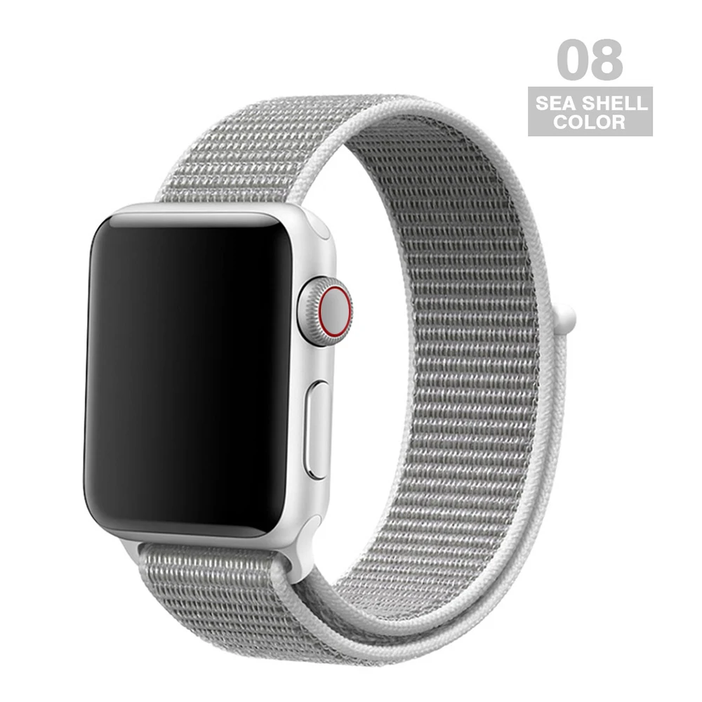 Seashell Ремешок для наручных часов Apple Watch серии 3/2/1 38 мм 42 мм мягкий нейлон дышащий сменный ремешок Спортивные петли для наручных часов iwatch серии 4 5 40 мм 44 мм - Цвет ремешка: Seashell