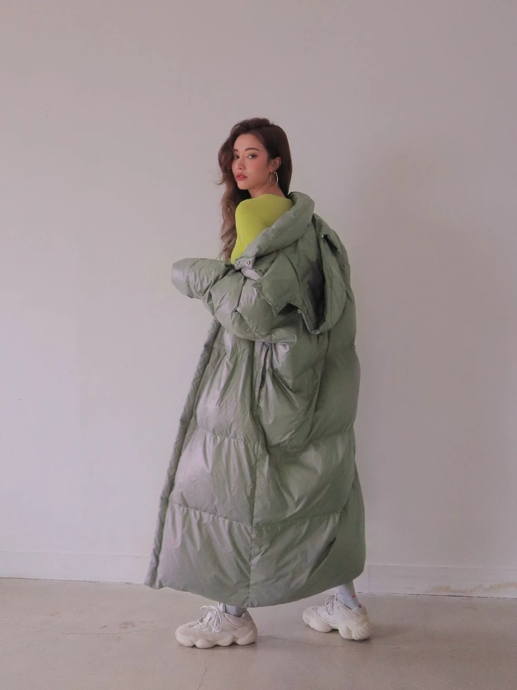 CHEERART Plus Size Long Winter Coat Women Parka Loose Puffer Jacket Hooded Bubble Coat Anorak Fashion Clothing