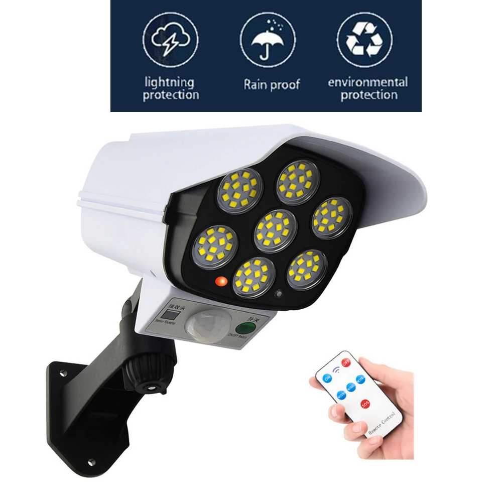 

remote solar fake monitor dummy camera Outdoor Light PIR Motion Sensor Wall Light Waterproof Lamp Garden Decoration security sun