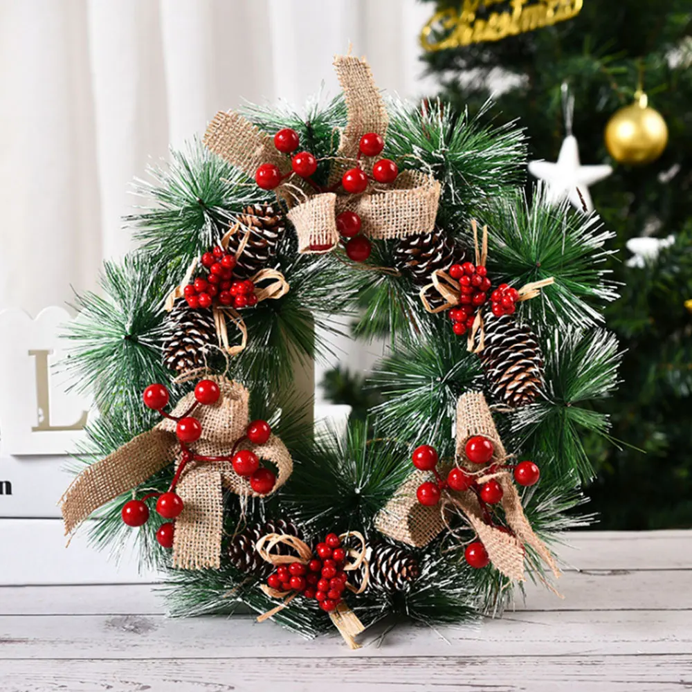 

New 32cm Christmas Wreath Door Garlands Oranments Merry Christmas Decor for Home 2021 Window Props Arrangement Decoration