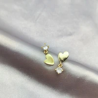 irregular heart sweet drop earrings gold plated zircon 925 silver needle pendants luxury earrings for women jewelry fashion