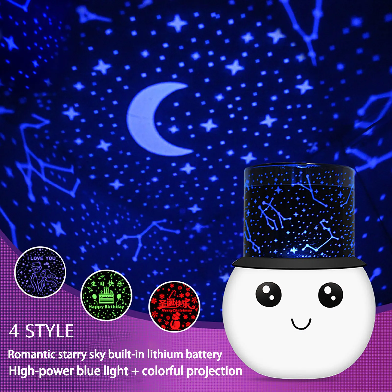 Зарядка через USB ночной Светильник проектор светодиодный Творческий S