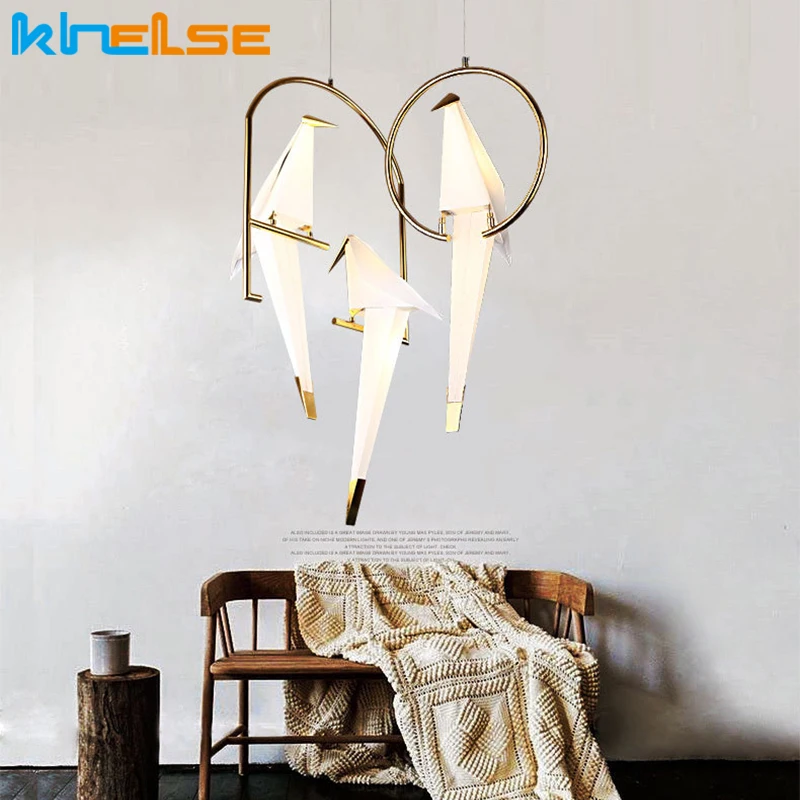 Современный светодиодный подвесной светильник в виде птицы металлический