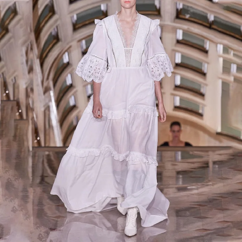 Женское плиссированное платье-пачка большого размера элегантное кружевное