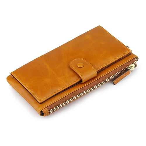 Khaki COMFORSKIN, премиум класса, натуральная кожа, Женский кошелек, длинный, на молнии, кошелек для женщин, Новое поступление, большая вместительность, кошельки для карт - Цвет: Khaki