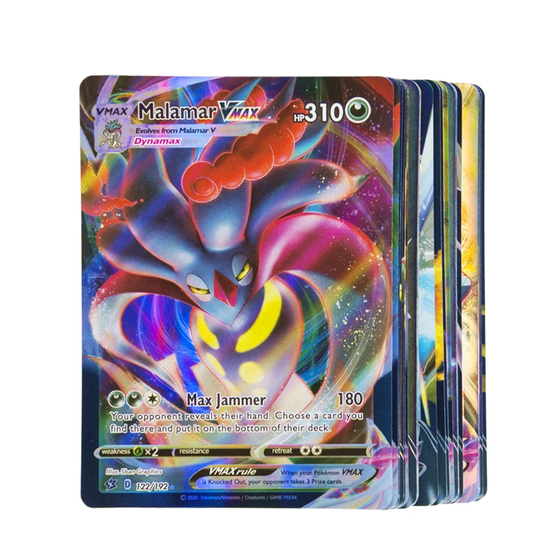 Tarjeta de Pokemon versi&oacute;n en ingl&eacute;s con 60 V MAX Tag Team 200 GX 20 ENERGY 20 MEGA 20 EX 10, juego brillante de cartas comerciales-2