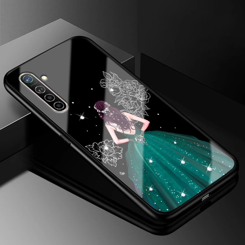 33 Для OPPO Realme X2 чехол 6,4 ''модный стеклянный Жесткий Чехол для задней панели телефона чехол s для OPPO Realme XT силиконовый бампер - Цвет: 33