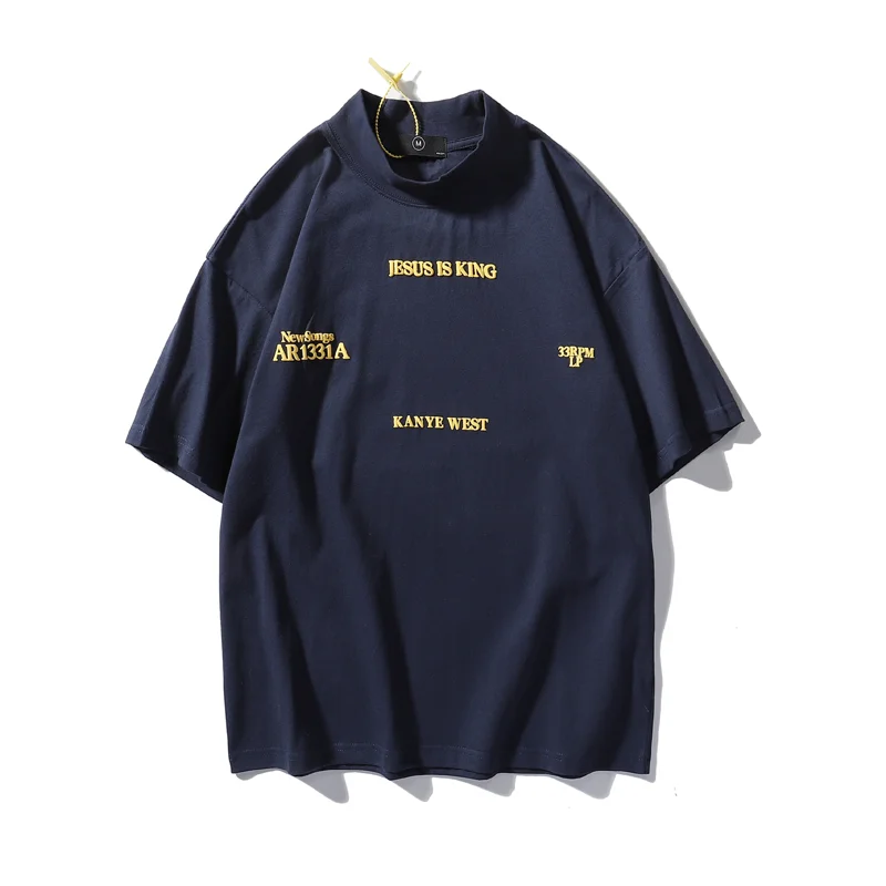 Футболка мужская оверсайз с высоким воротником повседневная тенниска из