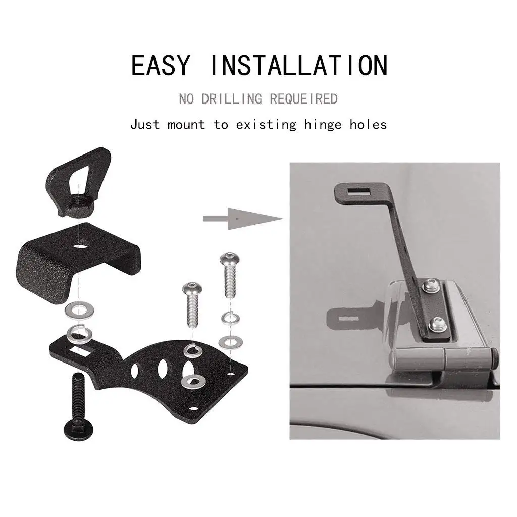 Hi Lift Jack Mount kit Hood/Door Hinge Bracket for 2007-2019 2008 2009 2010 2011 2012 2013 2014 2015 2016 2017 2018 Jeep JK Only |