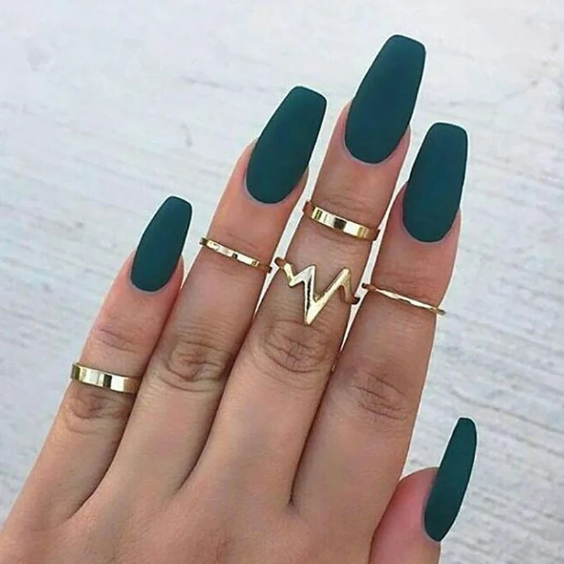 

5 Pieces/set New Fashion Golden Silver Lightning Ring Girl Gift Set Ladies Adjustable Ring Ladies Ring Party Jewelry